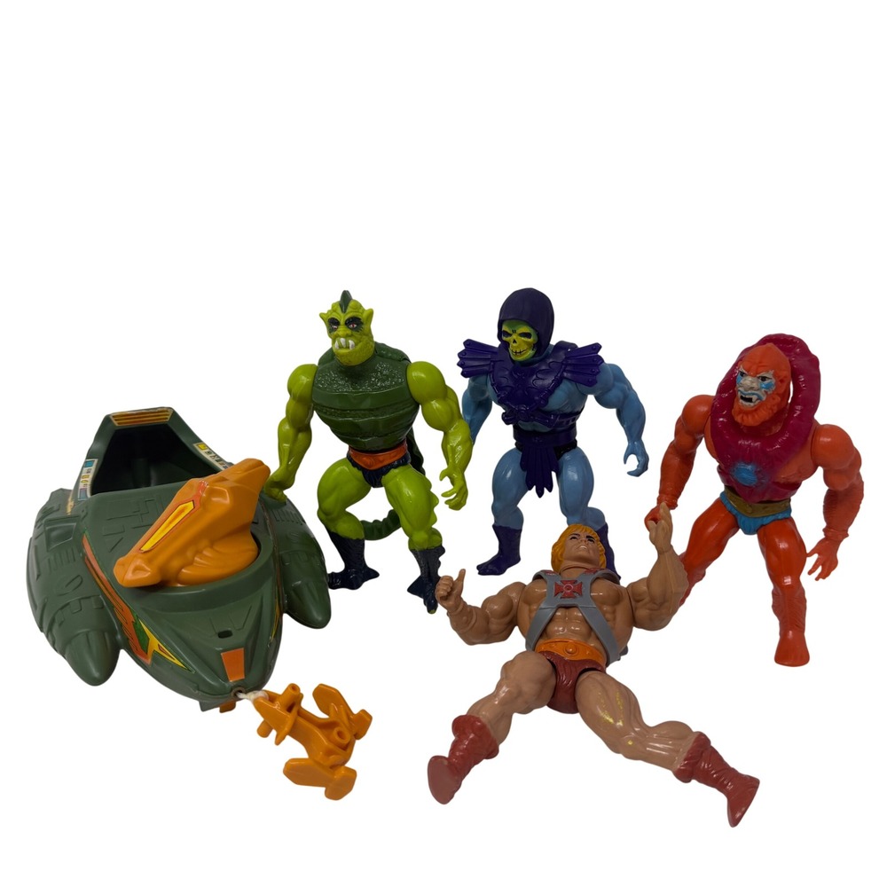Vintage MOTU He-Man Skeletor Soft Head Lot Beast Man Whiplash Wind Raider Mattel